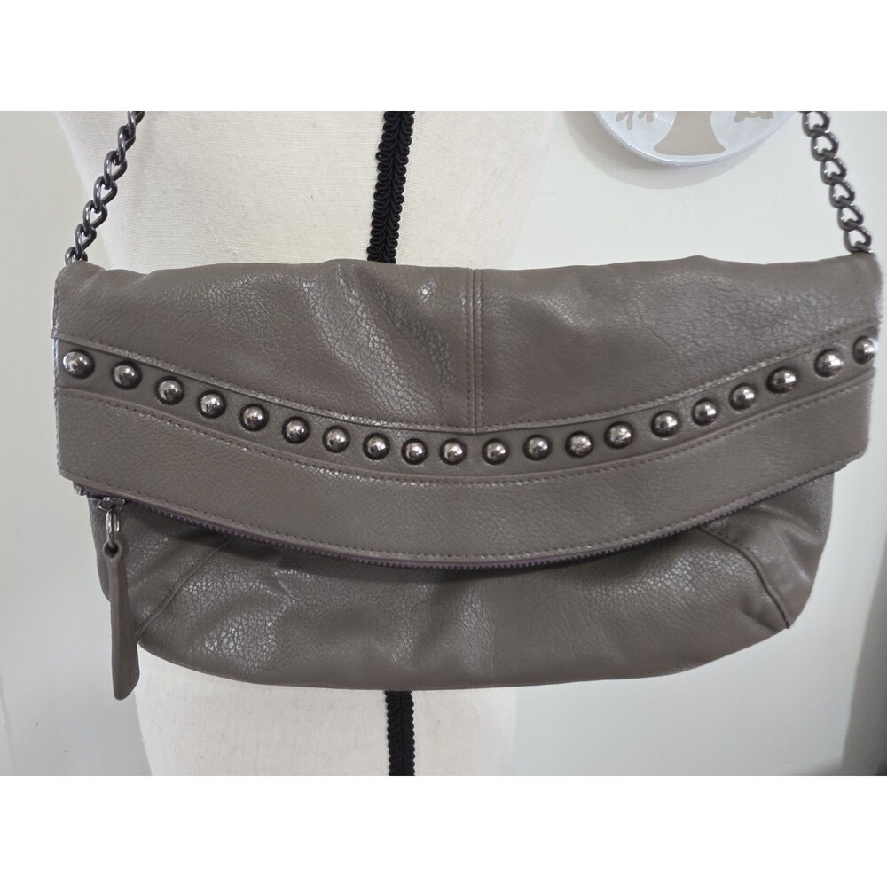 Rare BANANA REPUBLIC Studded Leather Clutch Purse CROSSBODY Chain Strap Bag VguC - Picture 2 of 14